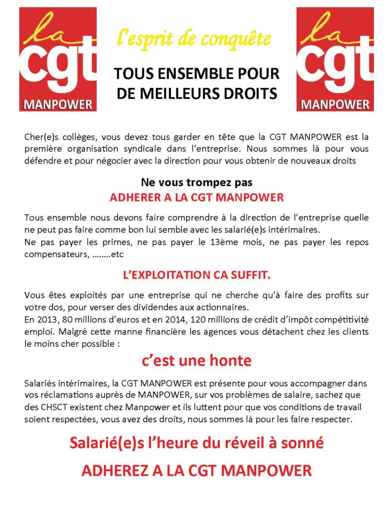 Tract adhésion CGT Manpower