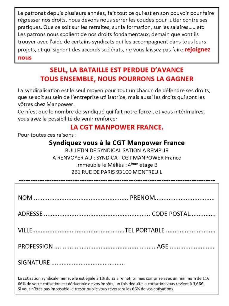 Tract adhésion CGT Manpower